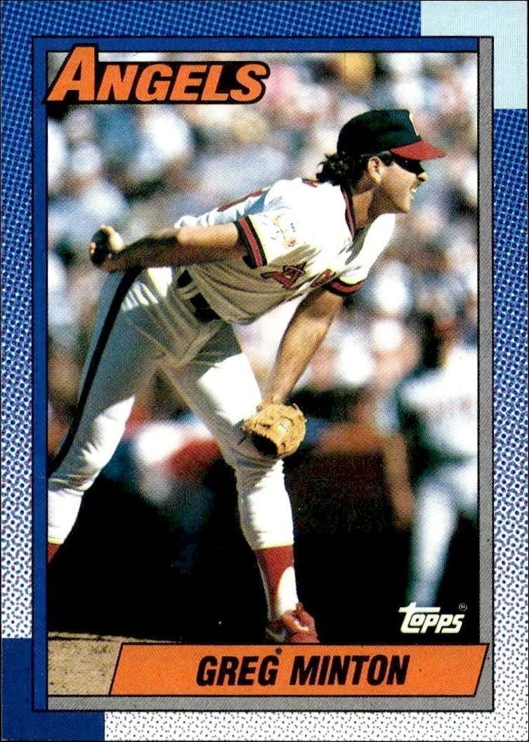 Greg Minton 1990 Topps #421 Baseball Trading Card - Front 1990 Topps Greg Minton #421 baseball trading card front