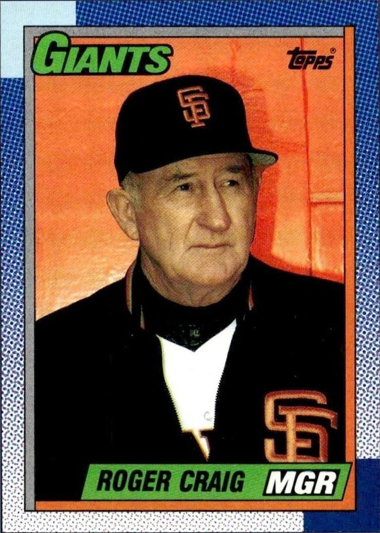 Roger Craig 1990 Topps #351 Baseball Trading Card - Front 1990 Topps Roger Craig #351 baseball trading card front
