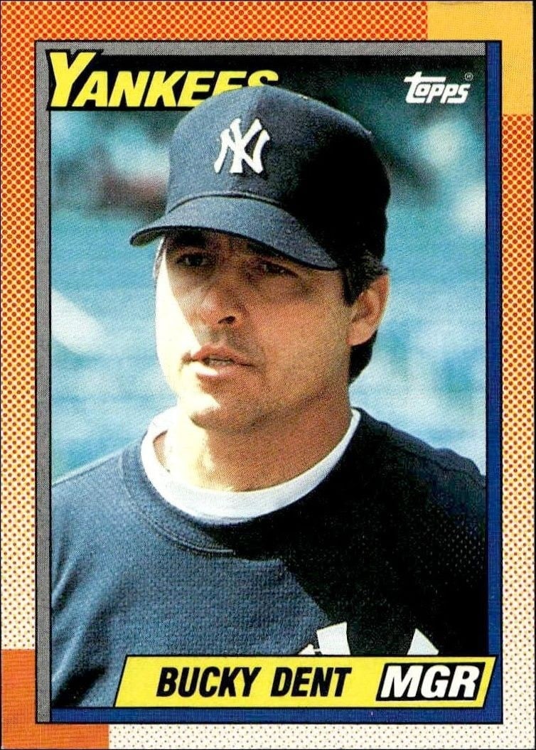 Bucky Dent 1990 Topps #519 Baseball Trading Card - Front 1990 Topps Bucky Dent #519 baseball trading card front