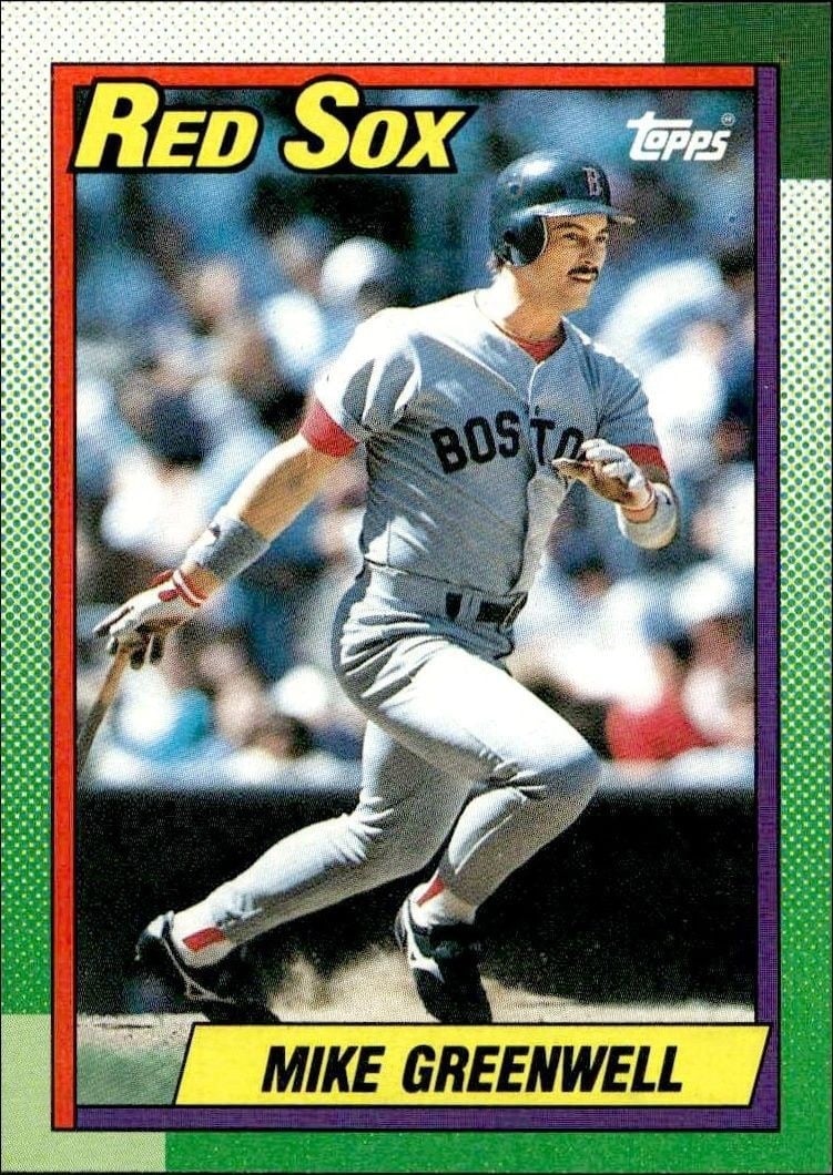 Mike Greenwell 1990 Topps #70 Baseball Trading Card - Front 1990 Topps Mike Greenwell #70 baseball trading card front
