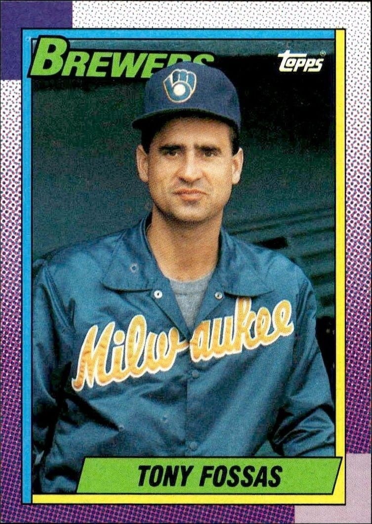 Tony Fossas 1990 Topps #34 Baseball Trading Card - Front 1990 Topps Tony Fossas #34 baseball trading card front