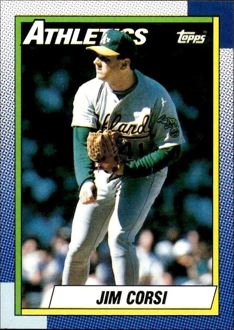 Jim Corsi 1990 Topps #623 Baseball Trading Card - Front 1990 Topps Jim Corsi #623 baseball trading card front