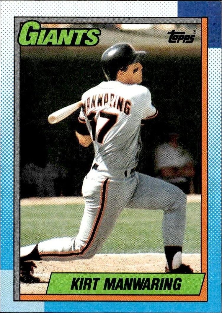 Kirt Manwaring 1990 Topps #678 Baseball Trading Card - Front 1990 Topps Kirt Manwaring #678 baseball trading card front
