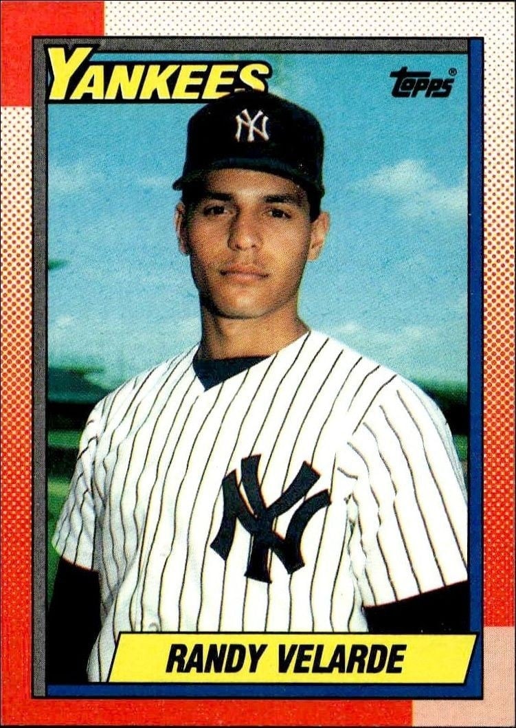 Randy Velarde 1990 Topps #23 Baseball Trading Card - Front 1990 Topps Randy Velarde #23 baseball trading card front