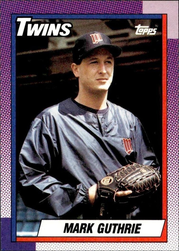 Mark Guthrie 1990 Topps #317 Baseball Trading Card - Front 1990 Topps Mark Guthrie #317 baseball trading card front