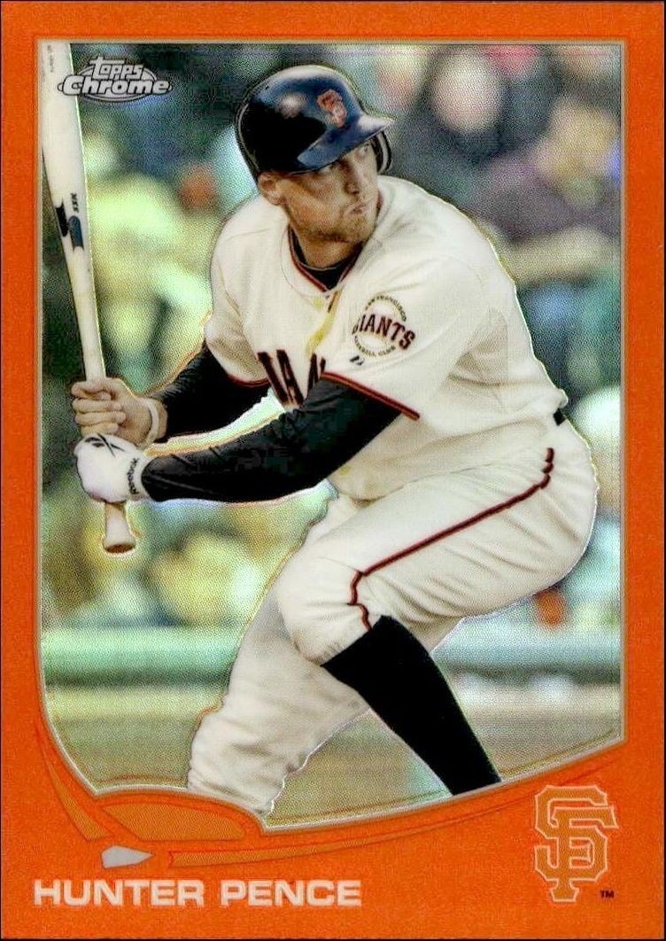 Hunter Pence 2013 Topps Chrome #2 Baseball Trading Card - Front 2013 Topps Chrome Hunter Pence #2 baseball trading card front