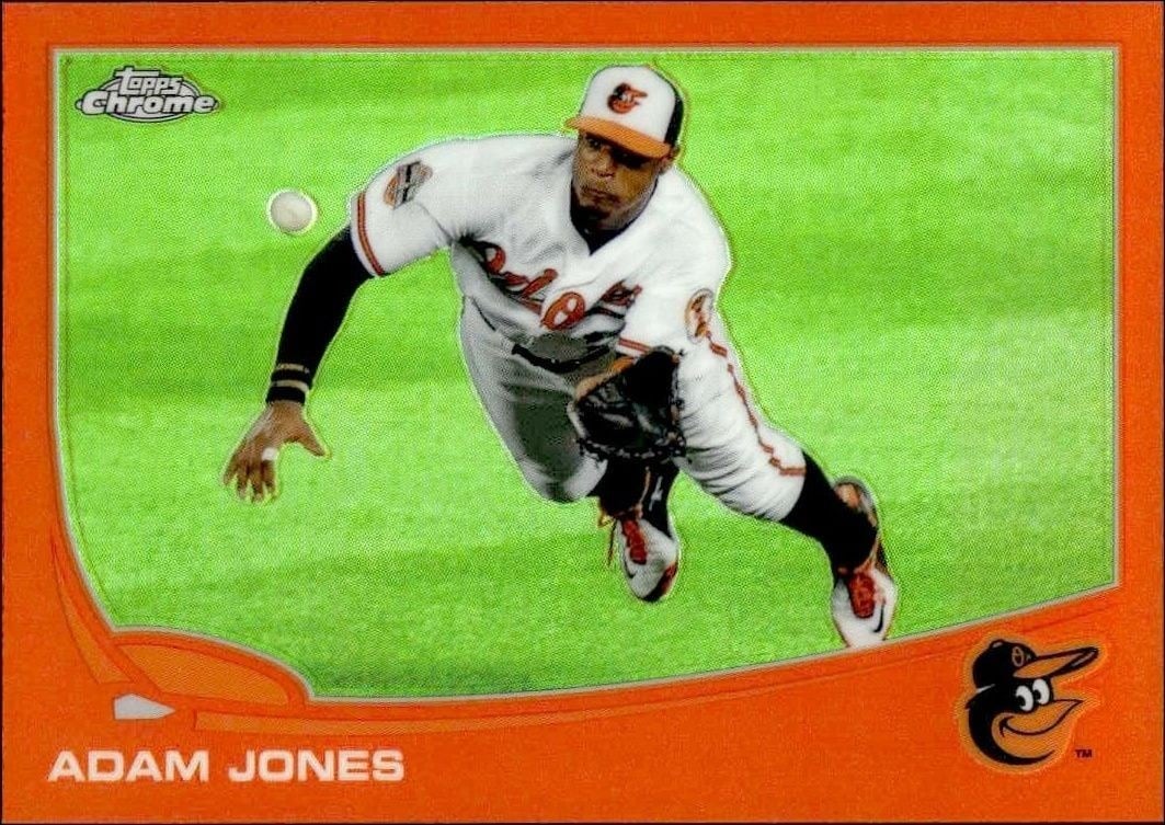 Adam Jones 2013 Topps Chrome #152 Baseball Trading Card - Front 2013 Topps Chrome Adam Jones #152 baseball trading card front
