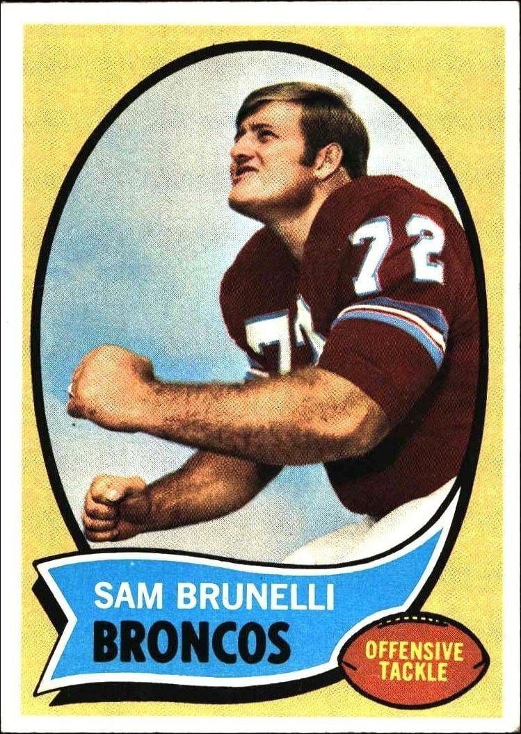 Sam Brunelli 1970 Topps #67 Football Trading Card - Front 1970 Topps Sam Brunelli #67 football trading card front