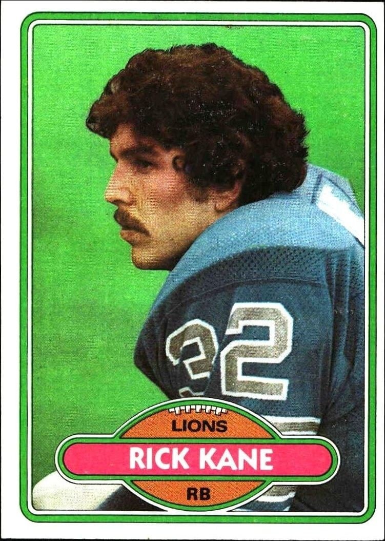 Rick Kane 1980 Topps #324 Football Trading Card - Front 1980 Topps Rick Kane #324 football trading card front