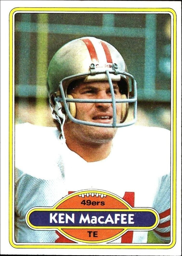 Ken MacAfee 1980 Topps #71 Football Trading Card - Front 1980 Topps Ken MacAfee #71 football trading card front