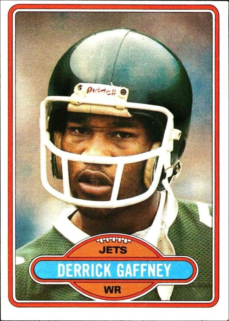 Derrick Gaffney 1980 Topps #117 Football Trading Card - Front 1980 Topps Derrick Gaffney #117 football trading card front