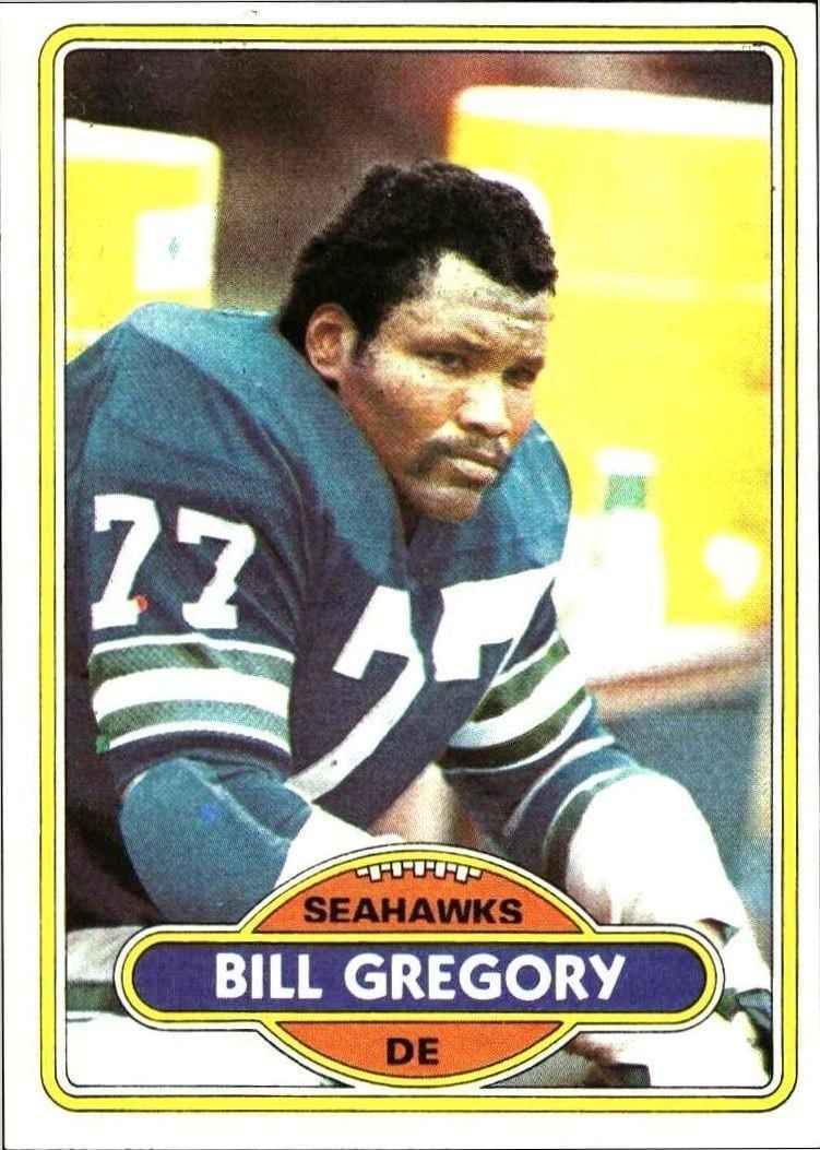 Bill Gregory 1980 Topps #292 Football Trading Card - Front 1980 Topps Bill Gregory #292 football trading card front