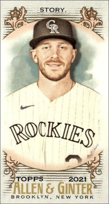 Trevor Story 2021 Topps Allen & Ginter #128 Baseball Trading Card - Front 2021 Topps Allen & Ginter Trevor Story #128 baseball trading card front