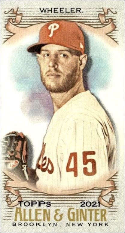Zack Wheeler 2021 Topps Allen & Ginter #153 Baseball Trading Card - Front 2021 Topps Allen & Ginter Zack Wheeler #153 baseball trading card front