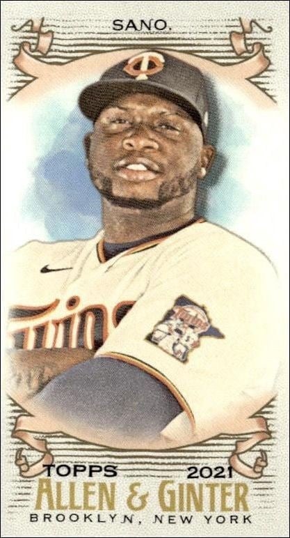 Miguel Sano 2021 Topps Allen & Ginter #173 Baseball Trading Card - Front 2021 Topps Allen & Ginter Miguel Sano #173 baseball trading card front