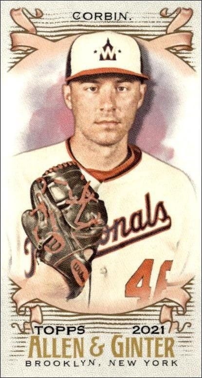 Patrick Corbin 2021 Topps Allen & Ginter #345 Baseball Trading Card - Front 2021 Topps Allen & Ginter Patrick Corbin #345 baseball trading card front