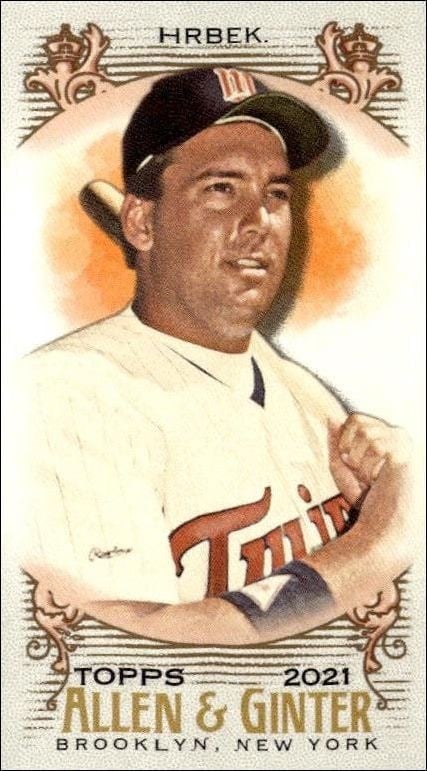 Kent Hrbek 2021 Topps Allen & Ginter #338 Baseball Trading Card - Front 2021 Topps Allen & Ginter Kent Hrbek #338 baseball trading card front