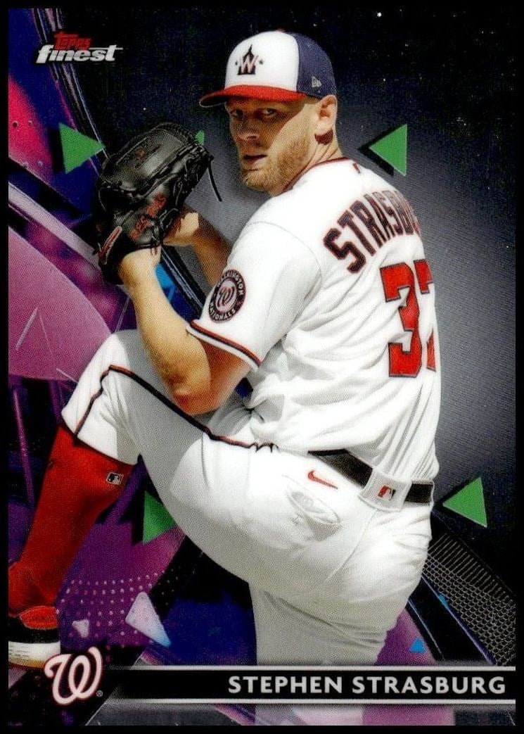 Stephen Strasburg 2021 Topps Finest #51 Baseball Trading Card - Front 2021 Topps Finest Stephen Strasburg #51 baseball trading card front