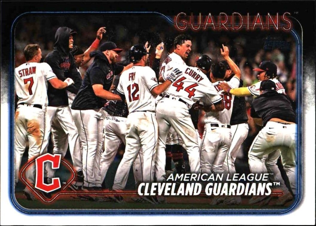 Cleveland Guardians 2024 Topps Series 2 #439 Baseball Trading Card - Front 2024 Topps Series 2 Cleveland Guardians #439 baseball trading card front