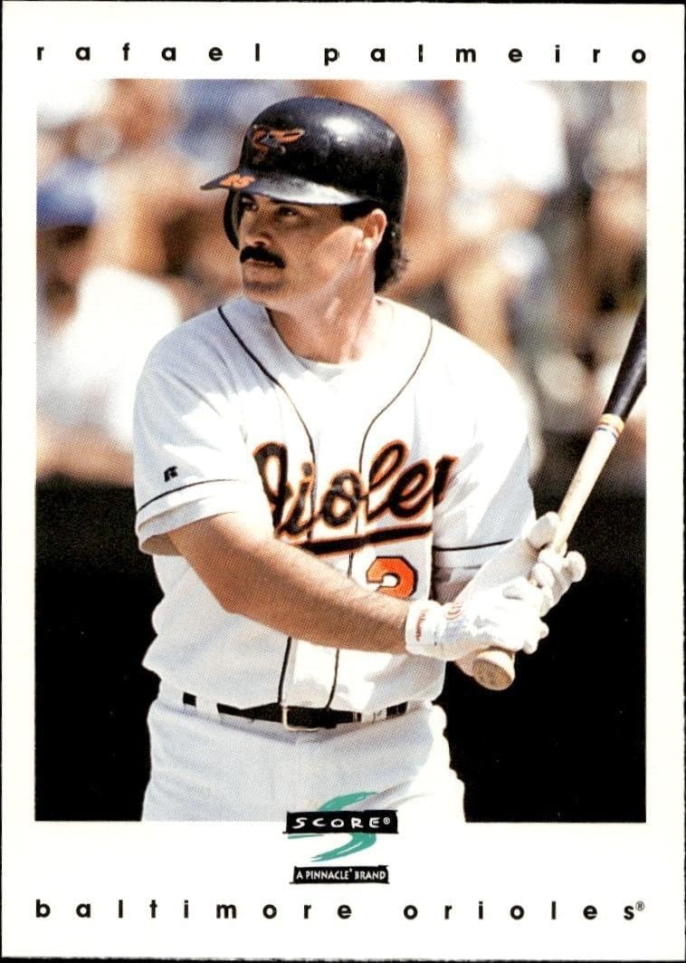 Rafael Palmeiro 1997 Pinnacle Score #45 Baseball Trading Card - Front 1997 Pinnacle Score Rafael Palmeiro #45 baseball trading card front