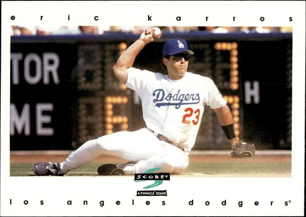 Eric Karros 1997 Pinnacle Score #103 Baseball Trading Card - Front 1997 Pinnacle Score Eric Karros #103 baseball trading card front