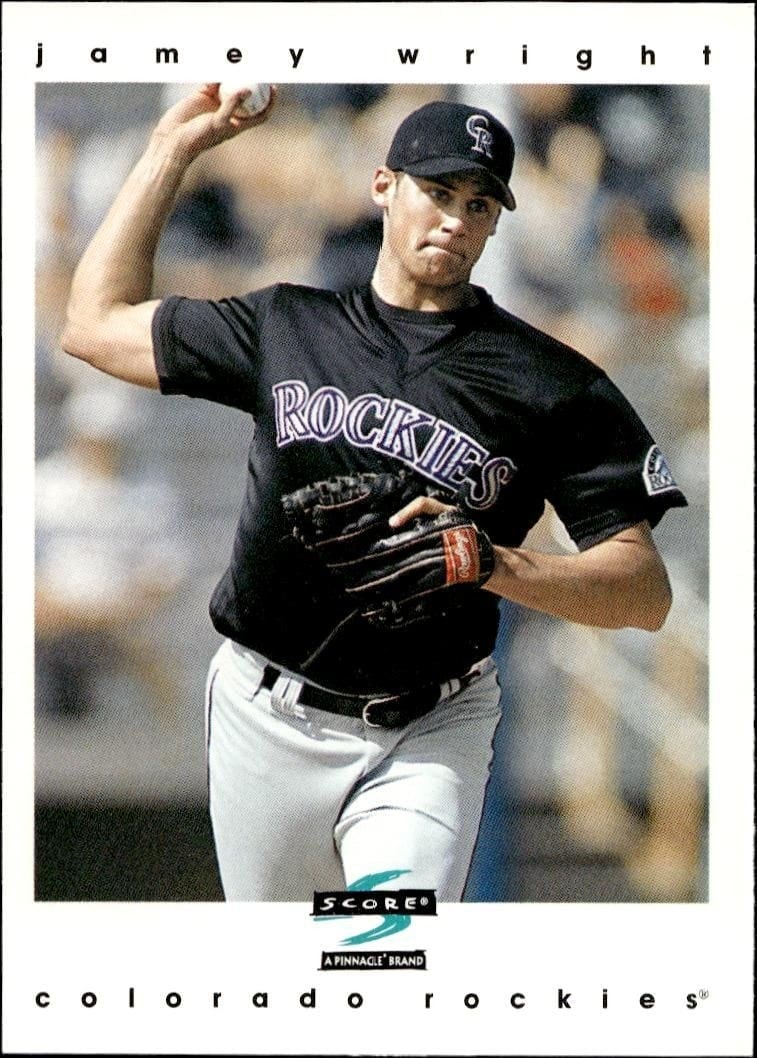 Jamey Wright 1997 Pinnacle Score #121 Baseball Trading Card - Front 1997 Pinnacle Score Jamey Wright #121 baseball trading card front