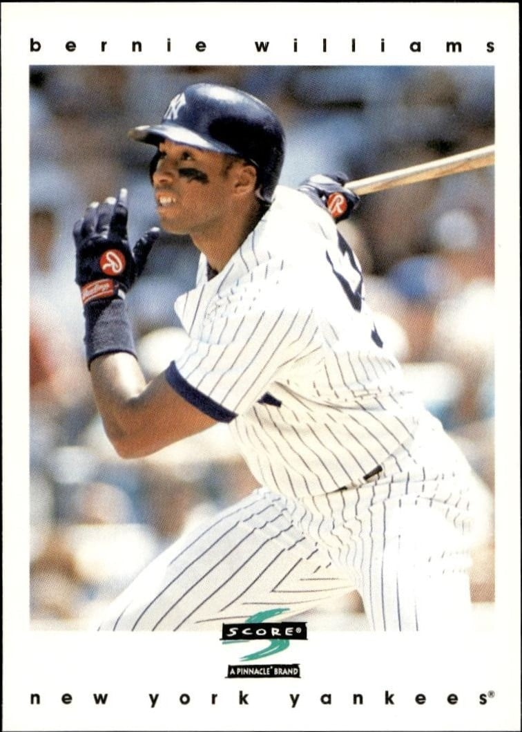 Bernie Williams 1997 Pinnacle Score #5 Baseball Trading Card - Front 1997 Pinnacle Score Bernie Williams #5 baseball trading card front