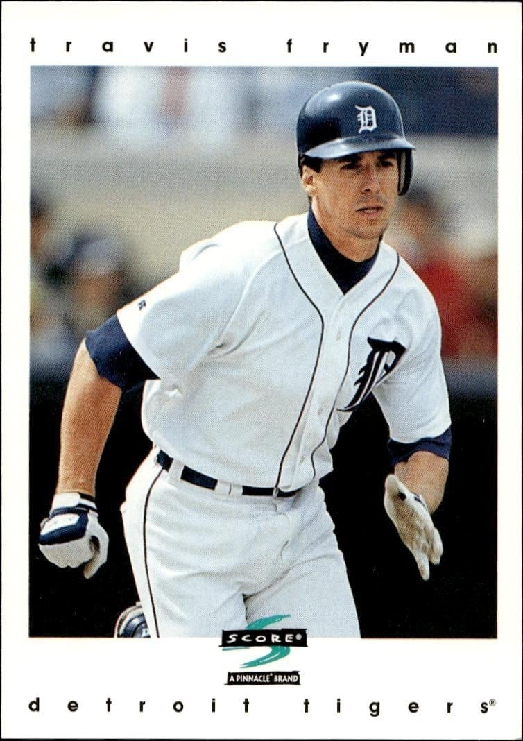 Travis Fryman 1997 Pinnacle Score #195 Baseball Trading Card - Front 1997 Pinnacle Score Travis Fryman #195 baseball trading card front
