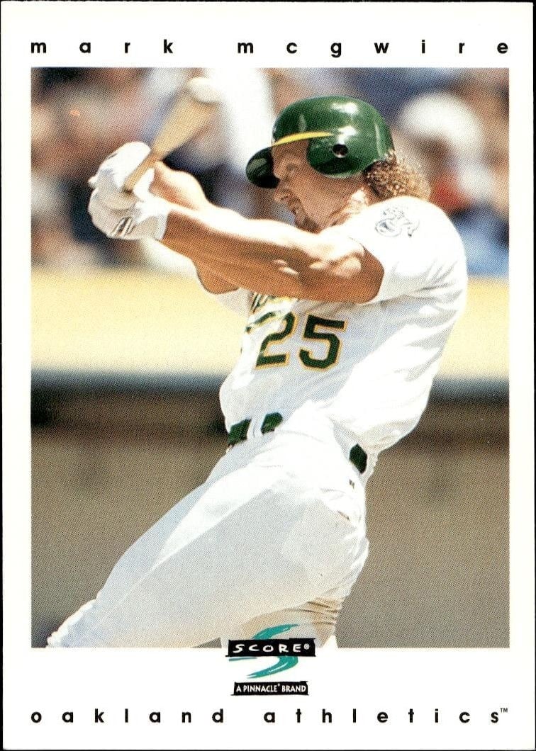 Mark McGwire 1997 Pinnacle Score #187 Baseball Trading Card - Front 1997 Pinnacle Score Mark McGwire #187 baseball trading card front