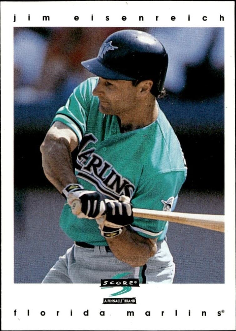 Jim Eisenreich 1997 Pinnacle Score #452 Baseball Trading Card - Front 1997 Pinnacle Score Jim Eisenreich #452 baseball trading card front