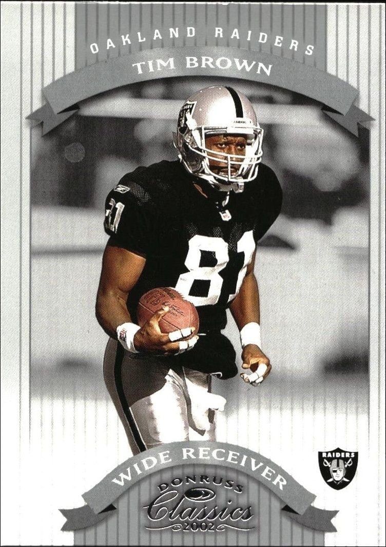 Tim Brown 2002 Donruss Classics #83 Football Trading Card - Front 2002 Donruss Classics Tim Brown #83 football trading card front