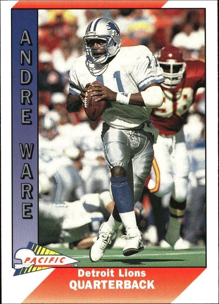 Andre Ware 1991 Pacific #147 Football Trading Card - Front 1991 Pacific Andre Ware #147 football trading card front