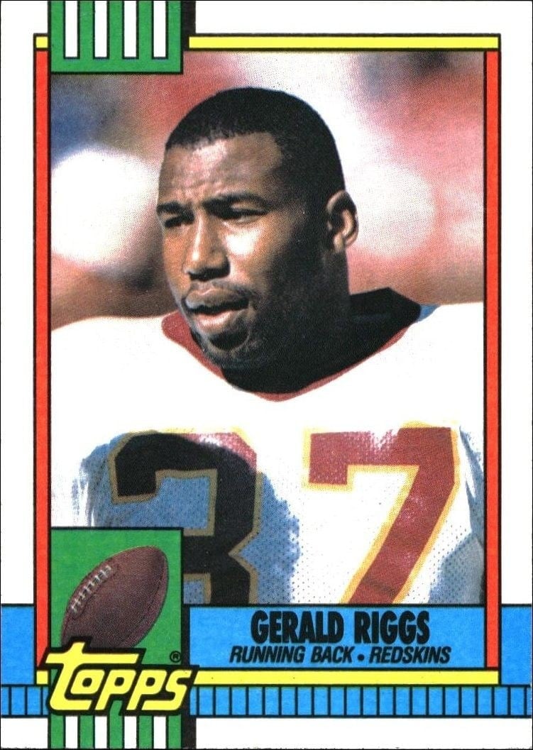 Gerald Riggs 1990 Topps #122 Football Trading Card - Front 1990 Topps Gerald Riggs #122 football trading card front