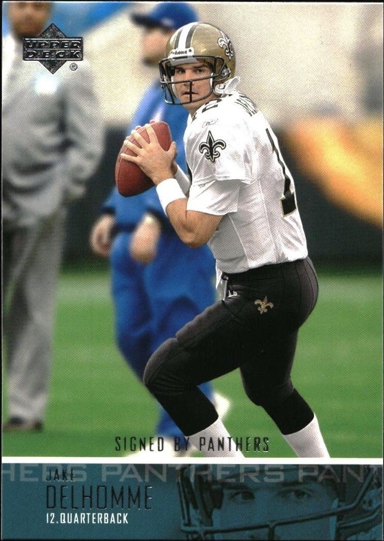 Jake Delhomme 2003 Upper Deck #137 Football Trading Card - Front 2003 Upper Deck Jake Delhomme #137 football trading card front