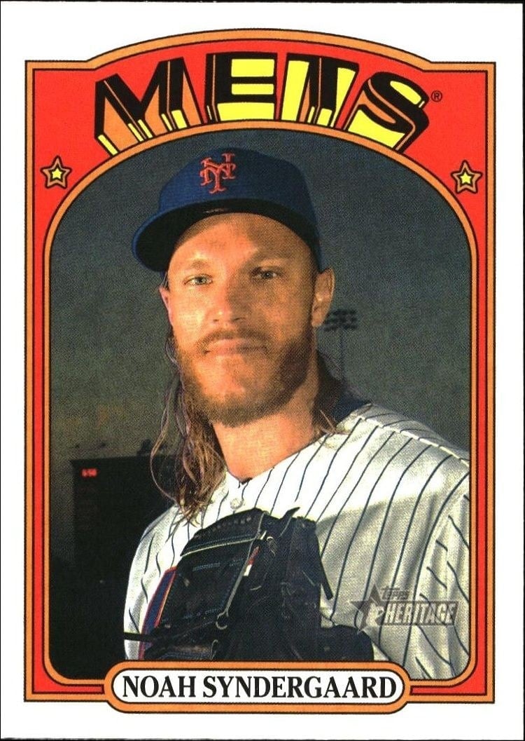Noah Syndergaard 2021 Topps Heritage #290 Baseball Trading Card - Front 2021 Topps Heritage Noah Syndergaard #290 baseball trading card front