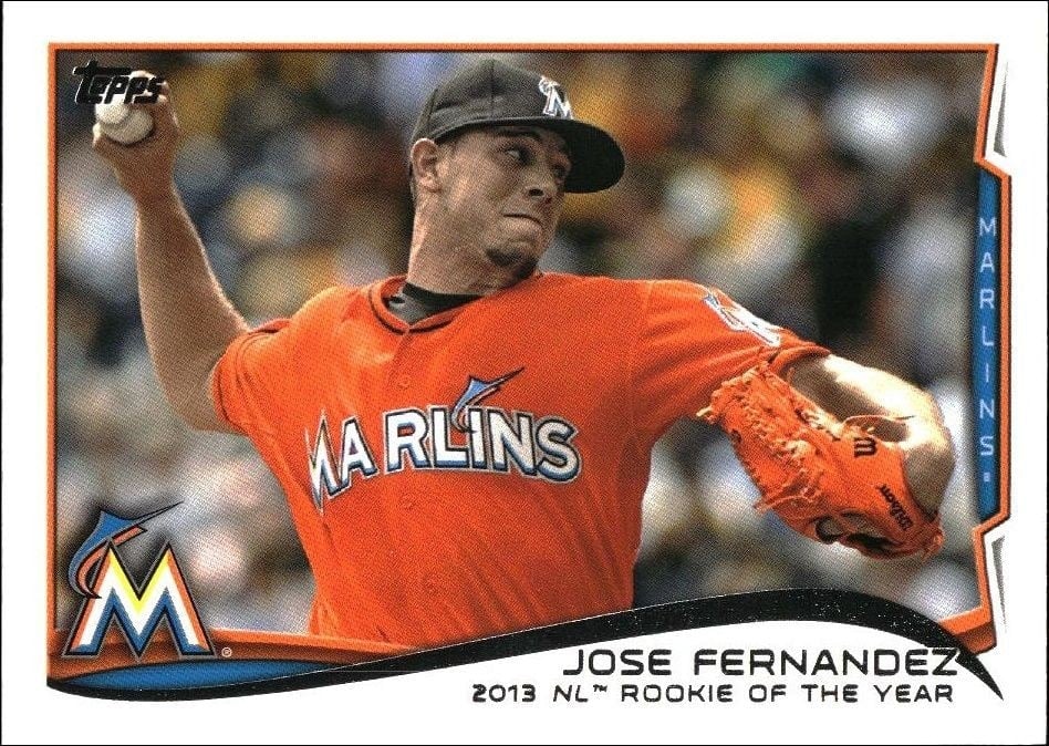 Jose Fernandez 2014 Topps #413 Baseball Trading Card - Front 2014 Topps Jose Fernandez #413 baseball trading card front