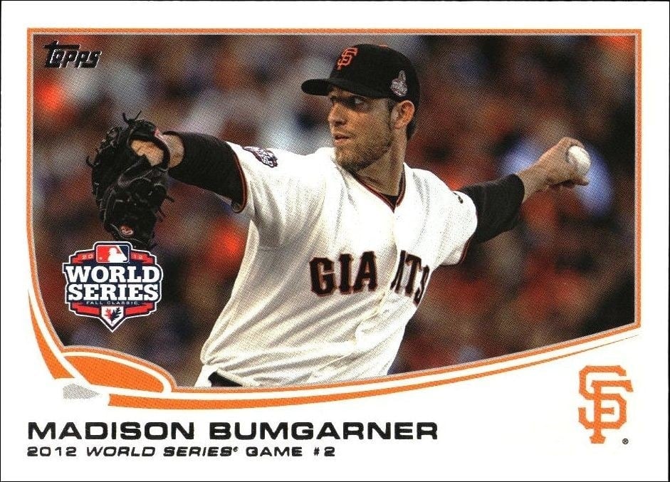 Madison Bumgarner 2013 Topps #256 Baseball Trading Card - Front 2013 Topps Madison Bumgarner #256 baseball trading card front
