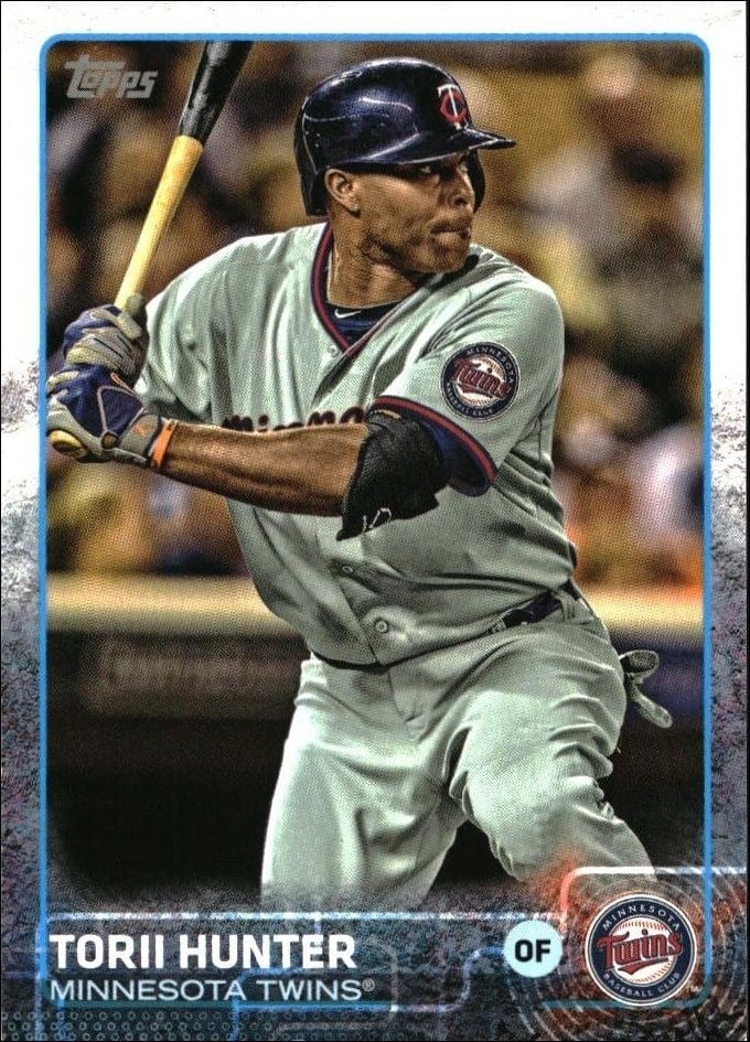 Torii Hunter 2015 Topps Series 2 #590 Baseball Trading Card - Front 2015 Topps Series 2 Torii Hunter #590 baseball trading card front