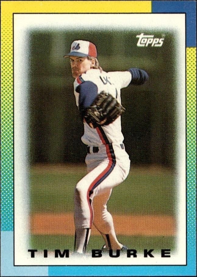 Tim Burke 1990 Topps Minis #61 Baseball Trading Card - Front 1990 Topps Minis Tim Burke #61 baseball trading card front