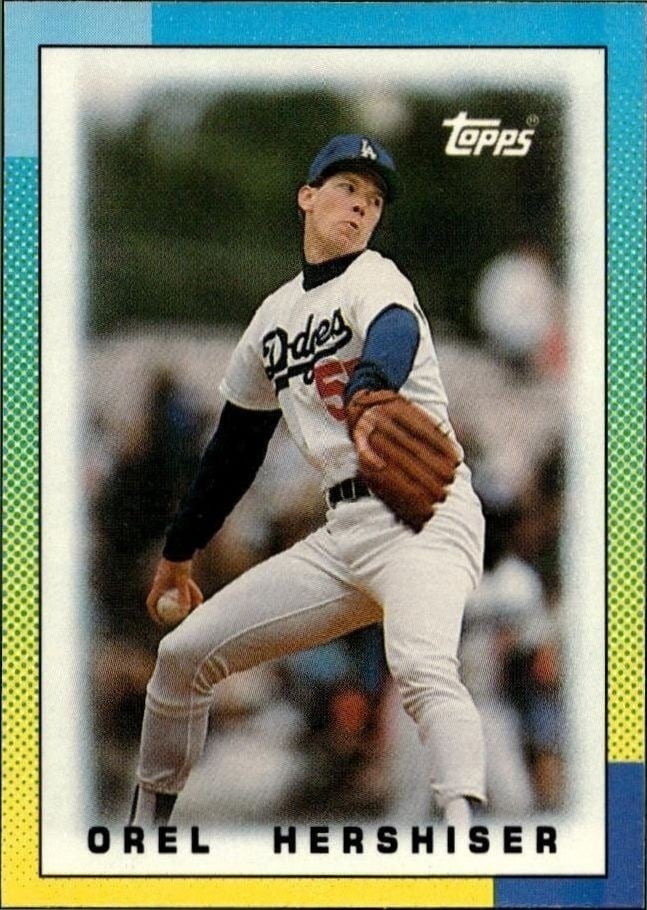 Orel Hershiser 1990 Topps Minis #58 Baseball Trading Card - Front 1990 Topps Minis Orel Hershiser #58 baseball trading card front