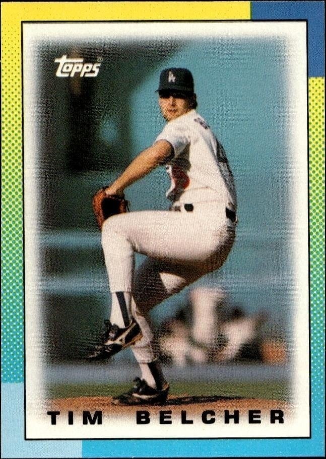 Tim Belcher 1990 Topps Minis #57 Baseball Trading Card - Front 1990 Topps Minis Tim Belcher #57 baseball trading card front