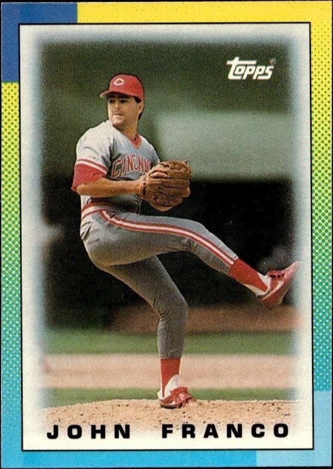 John Franco 1990 Topps Minis #54 Baseball Trading Card - Front 1990 Topps Minis John Franco #54 baseball trading card front
