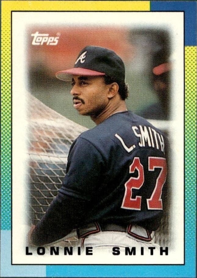 Lonnie Smith 1990 Topps Minis #46 Baseball Trading Card - Front 1990 Topps Minis Lonnie Smith #46 baseball trading card front