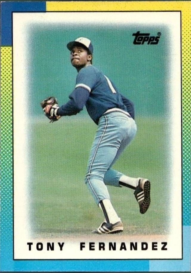 Tony Fernandez 1990 Topps Minis #42 Baseball Trading Card - Front 1990 Topps Minis Tony Fernandez #42 baseball trading card front