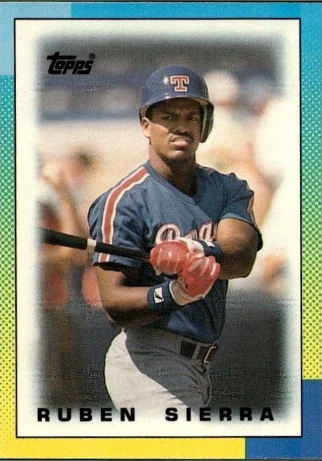 Ruben Sierra 1990 Topps Minis #40 Baseball Trading Card - Front 1990 Topps Minis Ruben Sierra #40 baseball trading card front