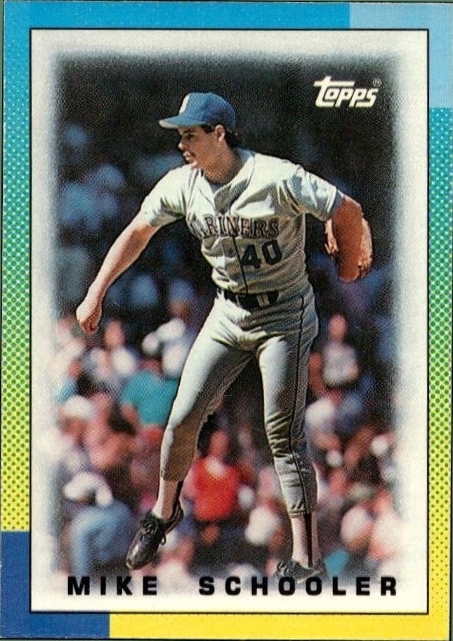 Mike Schooler 1990 Topps Minis #35 Baseball Trading Card - Front 1990 Topps Minis Mike Schooler #35 baseball trading card front