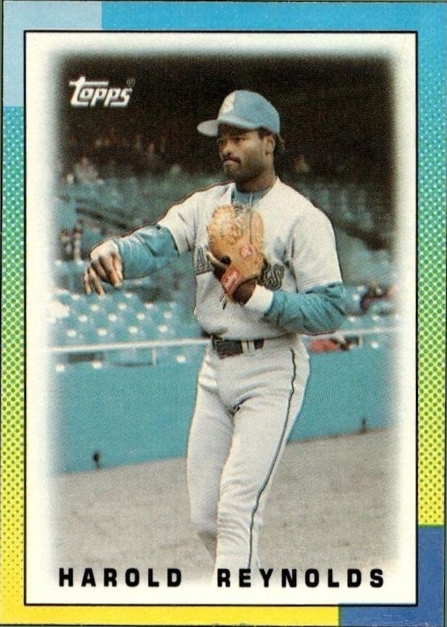 Harold Reynolds 1990 Topps Minis #34 Baseball Trading Card - Front 1990 Topps Minis Harold Reynolds #34 baseball trading card front