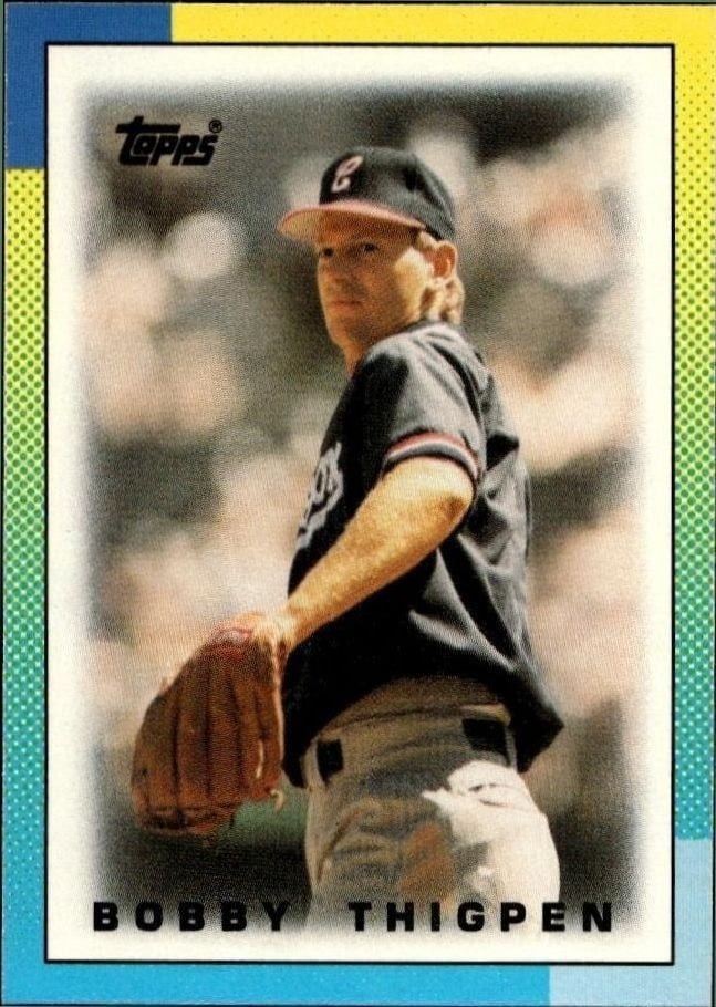 Bobby Thigpen 1990 Topps Minis #12 Baseball Trading Card - Front 1990 Topps Minis Bobby Thigpen #12 baseball trading card front