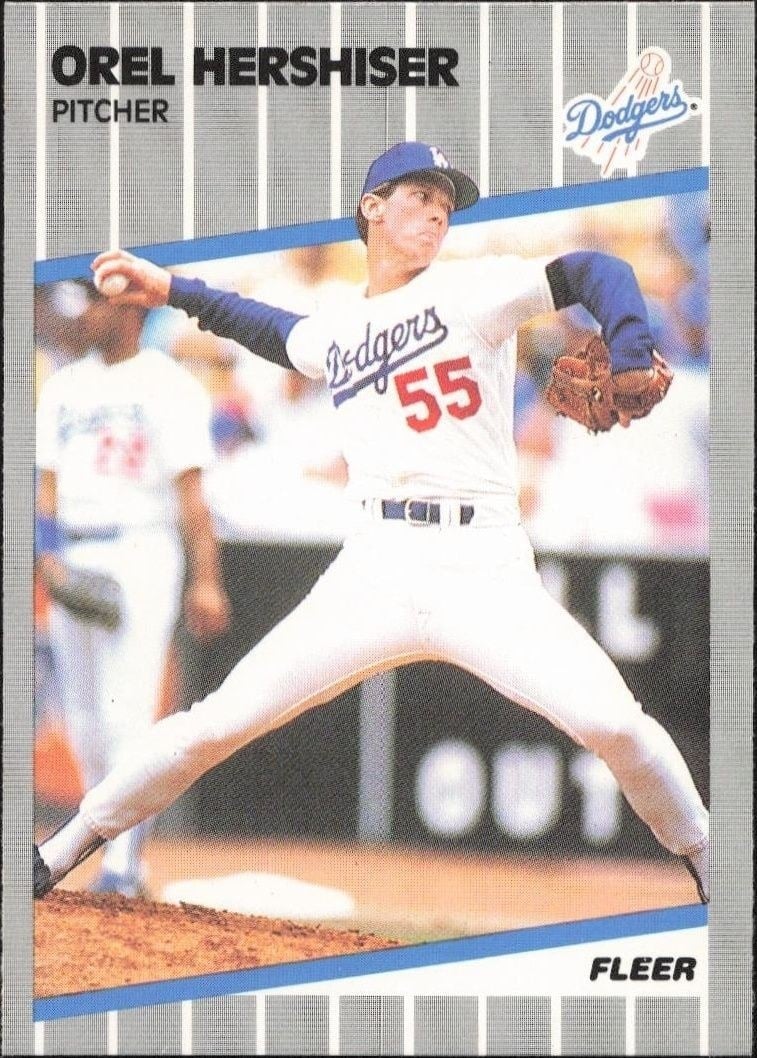Orel Hershiser 1989 Fleer #62 Baseball Trading Card - Front 1989 Fleer Orel Hershiser #62 baseball trading card front