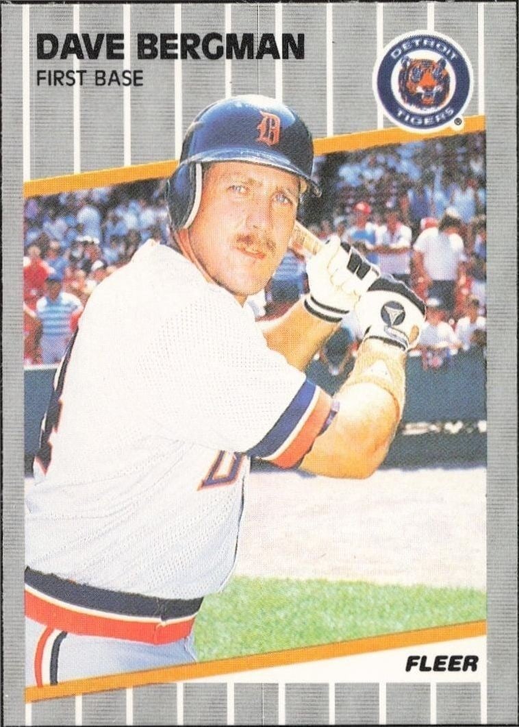 Dave Bergman 1989 Fleer #129 Baseball Trading Card - Front 1989 Fleer Dave Bergman #129 baseball trading card front
